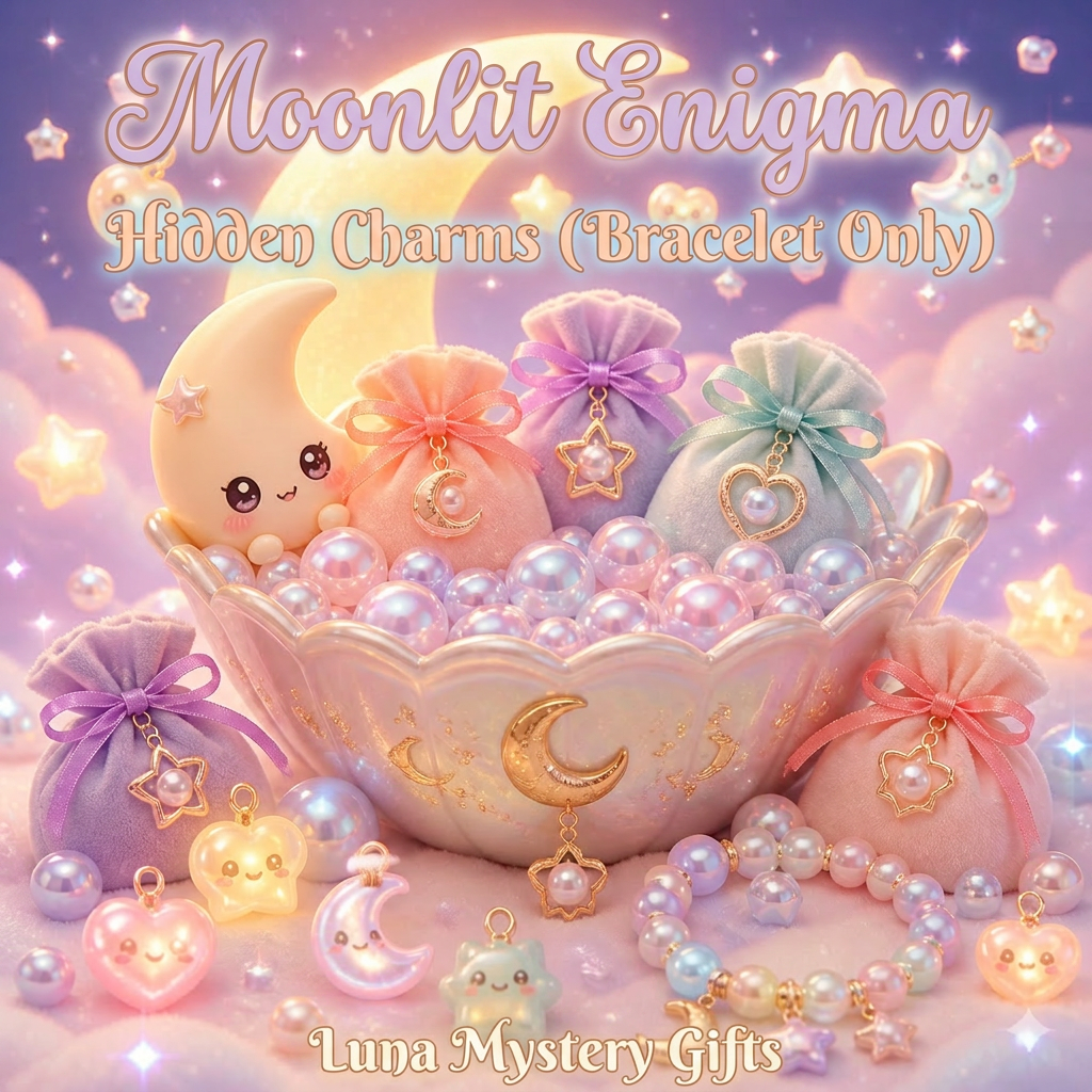 Moonlit Enigma – Hidden Charms kawaii mystery bag with pearls, secret bracelet pouches and glowing charms - Luna Mystery Gifts