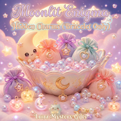 Moonlit Enigma – Hidden Charms kawaii mystery bag with pearls, secret bracelet pouches and glowing charms - Luna Mystery Gifts